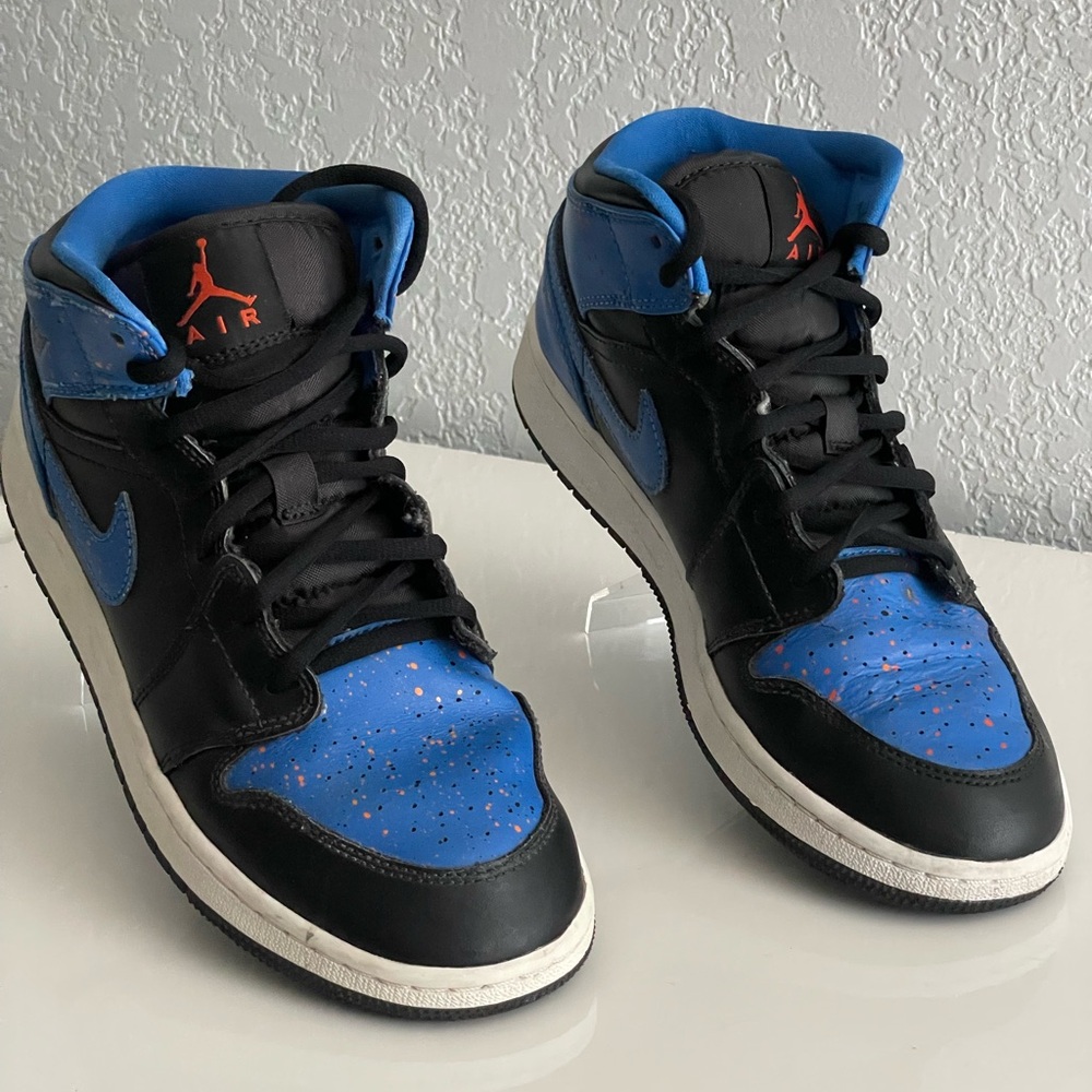 Jordan 1 Mid ‘Royal Splatter’ Size 6.5Y - Picture 2 of 8